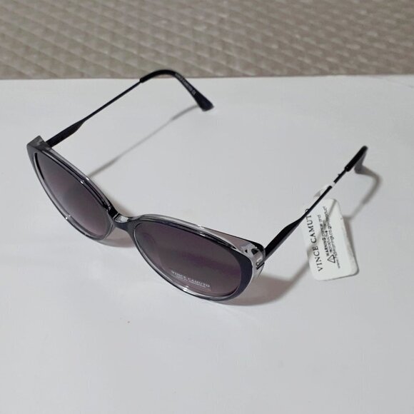 NWT Vince Camuto black & clear opaque frame subtle cat eye sunglasses - Picture 5 of 6